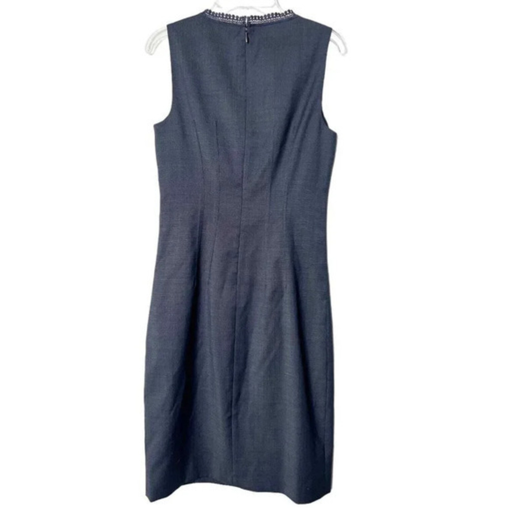 "Elie Tahari Navy Sheath Dress Size 0 Lace Trim Work Office - Picture 2 of 8